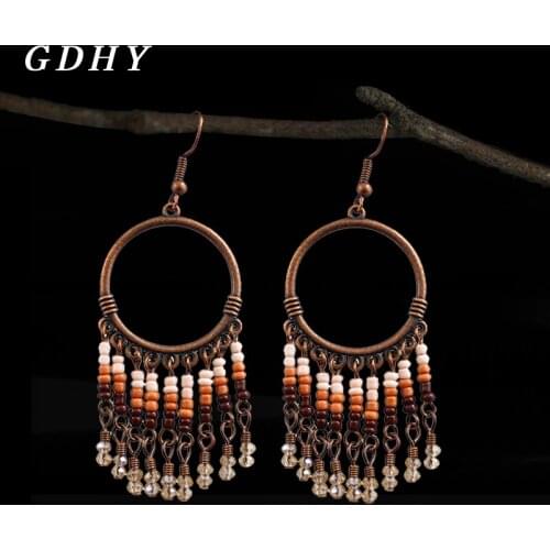 GDHY Vintage Long Tassel Earrings Drop Earrings For Women Charm Metal Bohemian Earrings Boho New Jewelry