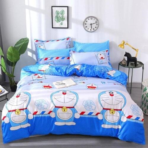 3/4pcs Doraemon Cartoon Printing Quality Winter Bedding Set Duvet Cover Bed Flat Sheet Pillowcase Bedroom Supplies Dropshipping