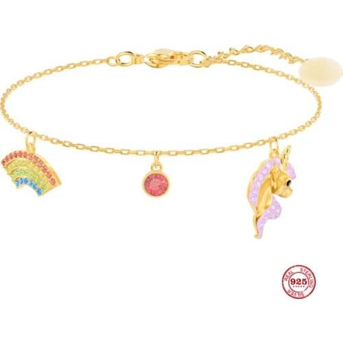 2020 New Fashion Charm Pure 925 Silver Original 1:1 Copy, Cute Unicorn Exquisite Wild Bracelet Female Luxury Jewelry Gifts