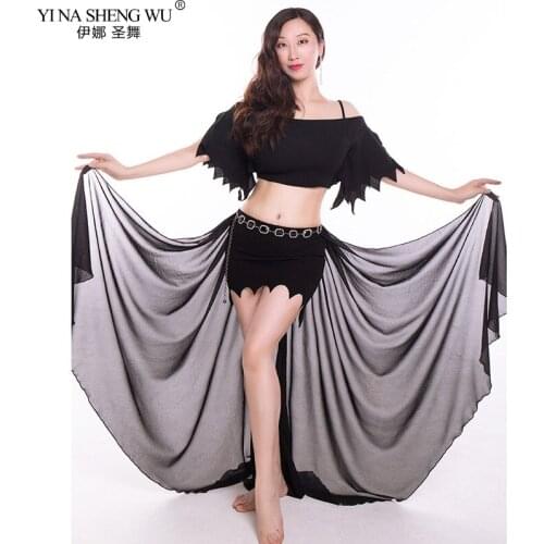 Belly Dance Practice Costumes Women 2020 Summer Oriental Dance Short Sleeve Modal Floating Yarn Short Skirt Practice 2pcs Suit