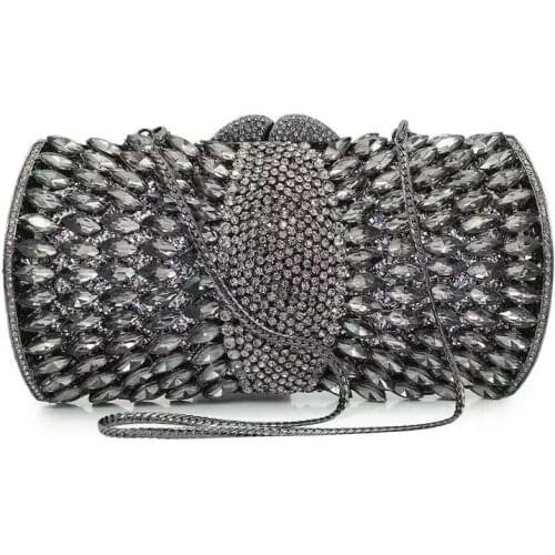 Bee In Fly Women Gold Fashion Rhinestone Crystal Clutch Purse Banquet Bag Lady Blue Evening Bag Pochette Purse