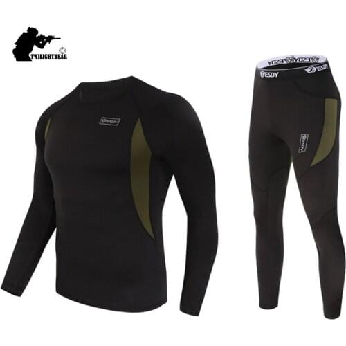 Winter Mens Thermal Underwear Suit High Elastic Quick Drying Fleece Warm Breathable Sport Underwear Set Men Brand Clothing