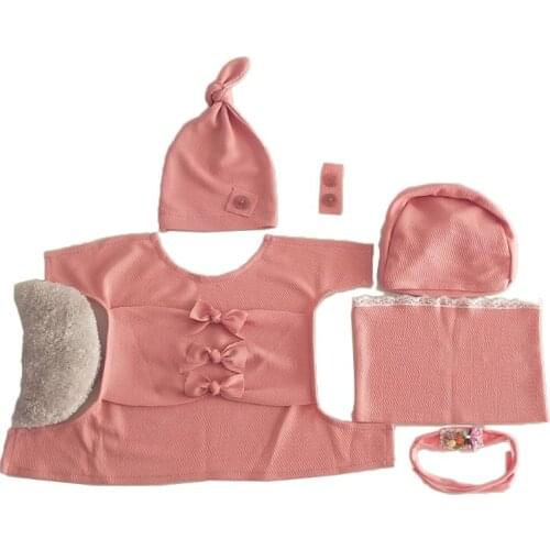 1Set Baby Wrap Top Knot Hat Headband Pillow Newborn Infant Photo Props Outfits