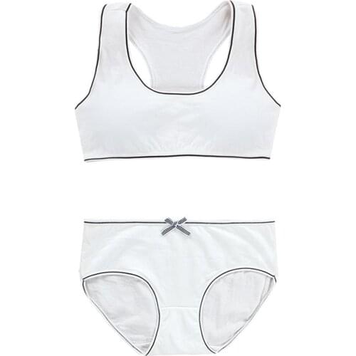 10Sets/Lot Teenager Young Girls Bra Teens Girl Underwear Puberty Student Sriped Training Bra Underwear Set