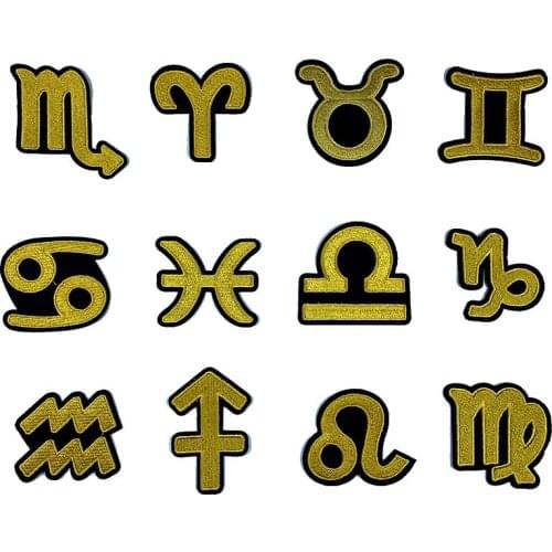 12 Constellation Symbol Patches Western Astrology Embroidery Applique Iron on Patches for Clothing Embellished Finishes Badge