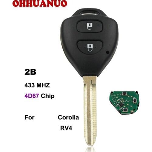 2 Buttons Remote Key fob 433MHz with 4D67 Chip Inside for Toyota RAV4 Corolla Europe 2006-2010