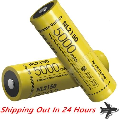 2020 Nitecore NL2150 21700 5000mAh 8A 3.6V 18Wh Protected Lithium Ion (Li-ion) ButtonTop Rechargeable Battery 1Pc Free Shipping