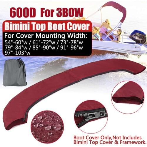 3 BOW Bimini Top Boot Cover No Frame with Zipper Boat Cover 600D Waterproof Anti UV Dustproof Marine Cover Boat Accessories