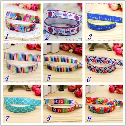 5/8'' Free shipping Fold Elastic FOE school quatrefoil pen printed headband headwear hairband diy decoration wholesale OEM S133