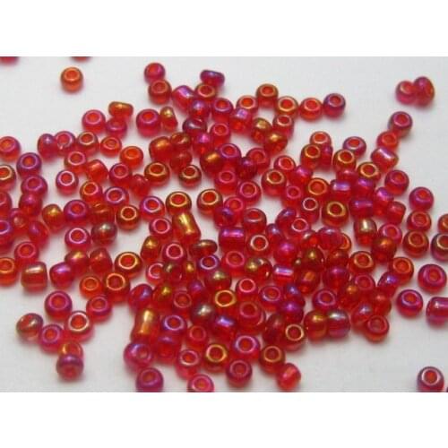 5000 Glass Seed Beads 2mm Transparent Luster AB Red + Storage Box
