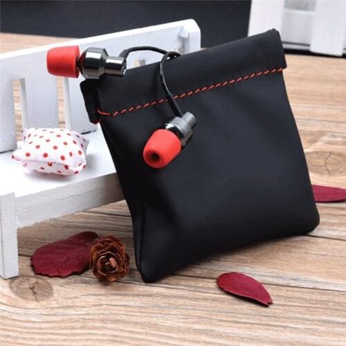 Headphone Accessories Mini Portable PU Leather Earphone Bag Storage Mini Earbuds Protective Package Case