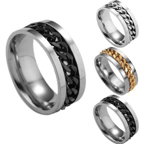 Antistress Toy EDC Finger Fidget Spinner RingToy For ADHD Autism Stainless Steel Chain Ring Fidget