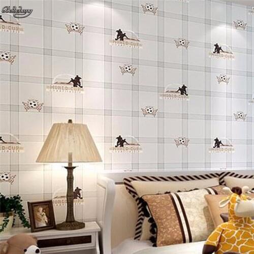 Beibehang Blue Mediterranean Children 's House Wallpaper British Style Sub - Nonwovens Green Boy Soccer Bedroom Wallpaper