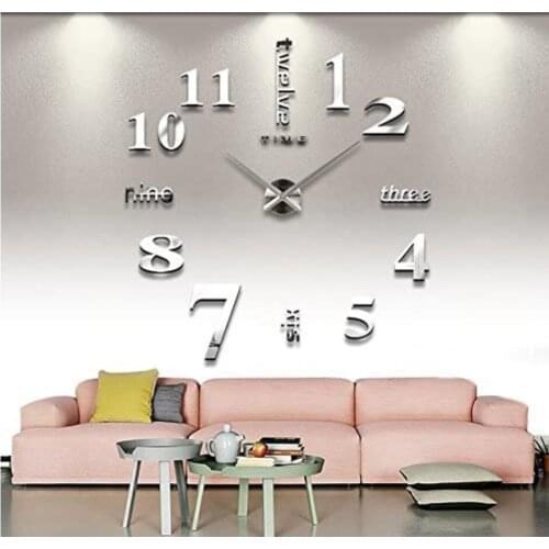 Large size metal texture 3D DIY wall clock European style living room fashion art mute personality clock creative clock