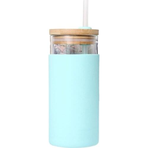 Water Bottle Anti-scalding with Straw High Borosilicate Glass Portable Drinking Cup for Home Outdoor Glass Bottle