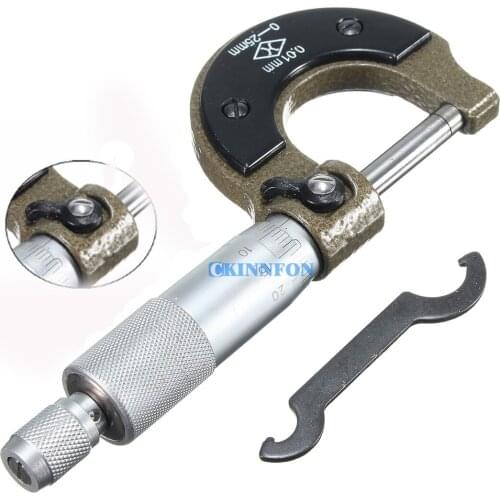 DHL 100PCS High Precision 0-25mm Outside External Metric Gauge Scale Micrometer Wrench Measuring Caliper Box