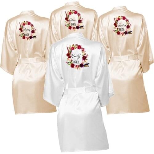 Floral Robes Maid of Honor Robe Wedding Satin Dressing Gown Satin Robe Wedding Bridesmaid Gifts Bridal Party Robes