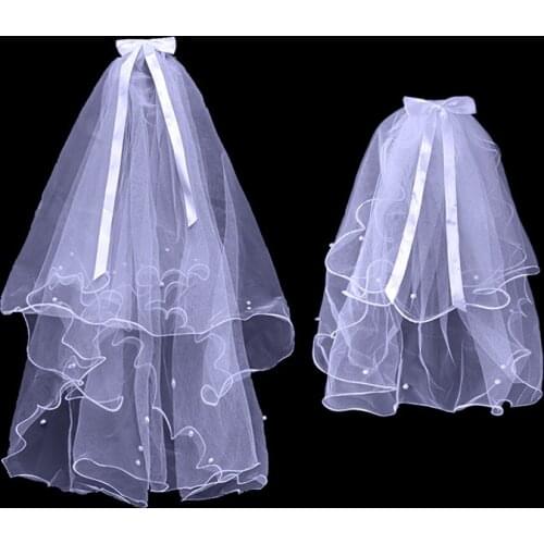 GBCNYIER Bow-Knot Ribbon short veil bridal wedding veil wedding accessories Parent-child 2 layer H