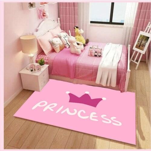 Home girl children room carpet princess pink carpet antiskid crawl cartoon unicorn area rug baby livingroom tapete customized