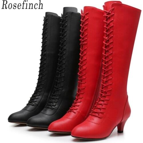 Leather Latin Dance Shoes Long Boots Female Dance Shoes Adult Girls Ballroom Tango Latin Shoes Dancing Boots A167