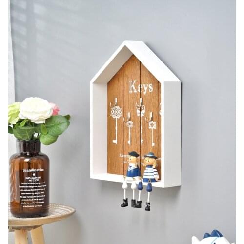 Hook Wall Hook Keys Holder Wall Home Keyboard Receipt Key Box Shelf Key Box Jewelry Shelf Wall Hanging Wooden Hook