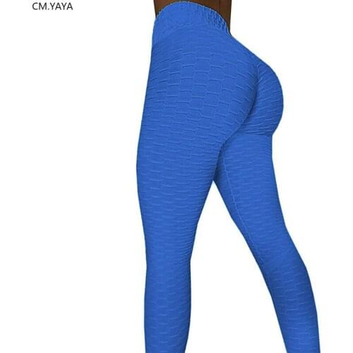 CM.YAYA Women Sport Elastic High Waist Leggings Pants Fashion Classic Jogger Sweatpants Trousers