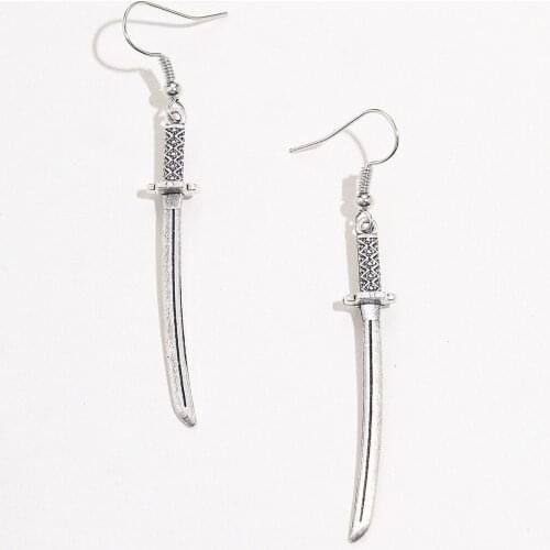 Personality Exaggeration Simple Samurai Sword Earrings Punk Wind Gothic Men and Women Hip Hop Rock Party Jewelry Birthday Gift