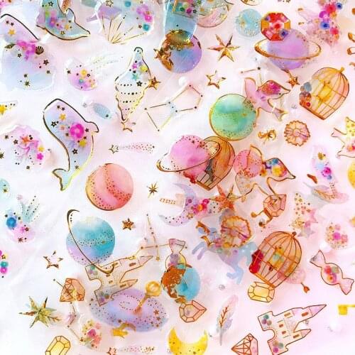 Cute lovely 3D Epoxy Crystal Mobile Phone Stickers Kawaii Star Moon horse Cartoon DIY Decoration for iPhone phone case univesal