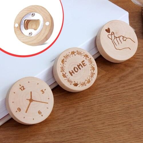 Multifunction Wooden Fridge Magnet Corkscrew Refrigerator Fridge Magnet For Message Home Decor Attached Notes Photos 6.3cm Dia