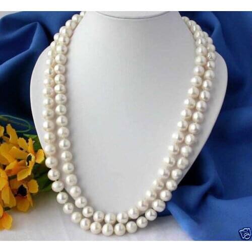 Fashion Womens 7-8mm Natural White Freshwater Cultured Pearl Necklace 36'' AAA