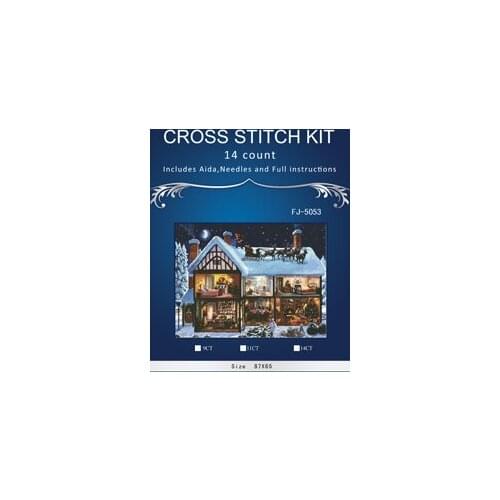 7TH Embroidery Cross Stitch Kits Needlework Christmas Cottage Scenery Snowy day 14CT Counted Unprinted DMC DIY Arts Handmade