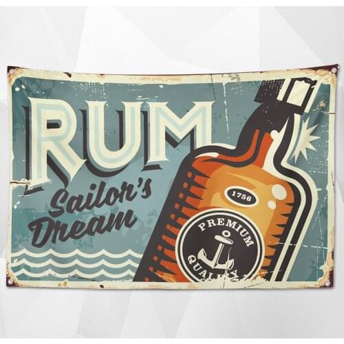 RUM Sailons Dream Retro Hanging Cloth Wall Chart Vintage Beer Day Poster Wallpaper Banner Flag for Beerfest Parties Decoration