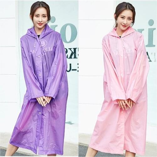 Adult raincoat travel outdoor hiking mountaineering Fashion breathable EVA non-disposable raincoat thickening long section