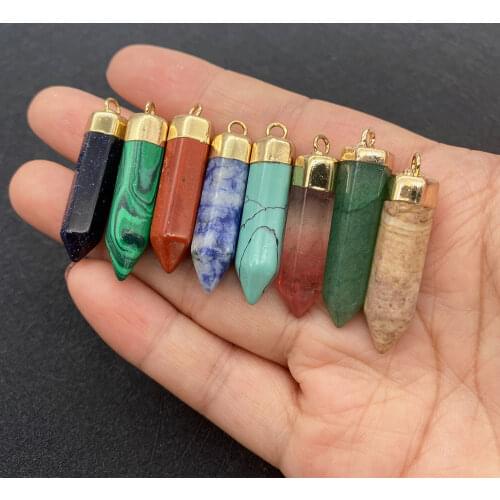 Natural Semi-precious Stone Pendant Cone Shape Green Pendant for DIY Necklace Jewelry Making Designer Charms Wholesale 1PCS