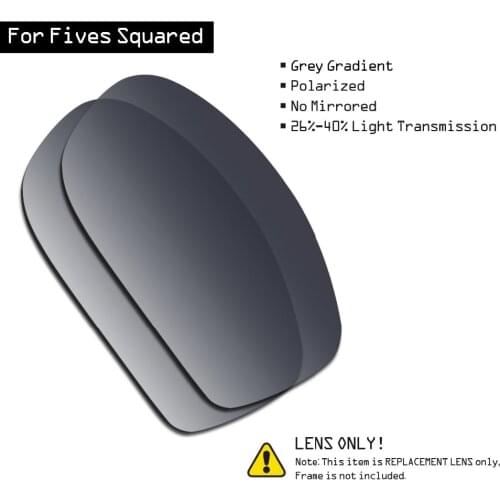 SmartVLT Polarized Sunglasses Replacement Lenses for Oakley Fives Squared - Grey Gradient Tint