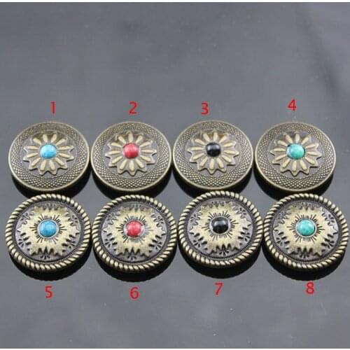 DIY leather craft vintage bronze color fake stone decoration wallet belt bag screws button 5pcs/lot