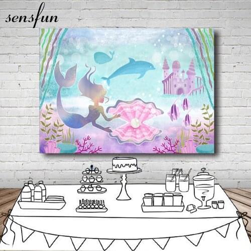 Sensfun Under The Sea Mermaid Theme Backdrops For Photography Castle Mussel Girls Birthday Party Backgrounds Photo Studio Custom
