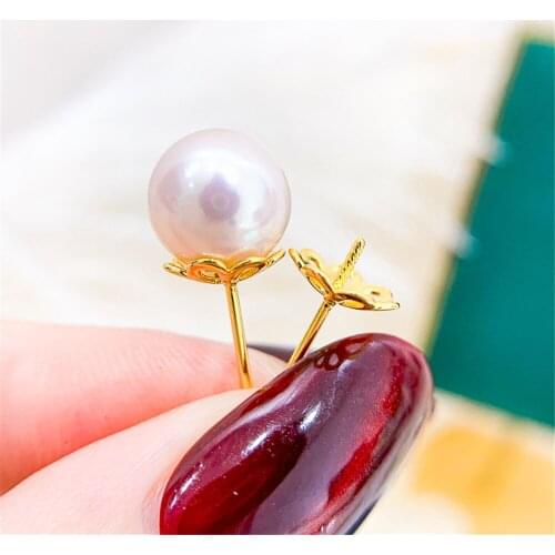 925 Silver Pearl Beads Stud Earrings Setting Base Diy Jewelry Making Findings&Components