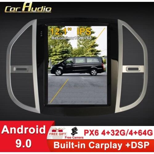 Car Audio For 12.1" Tesla Style Vertical Screen 6 core Android 9.0 Car GPS Navigation for Mercedes Benz VITO 2016-/Metris 2016