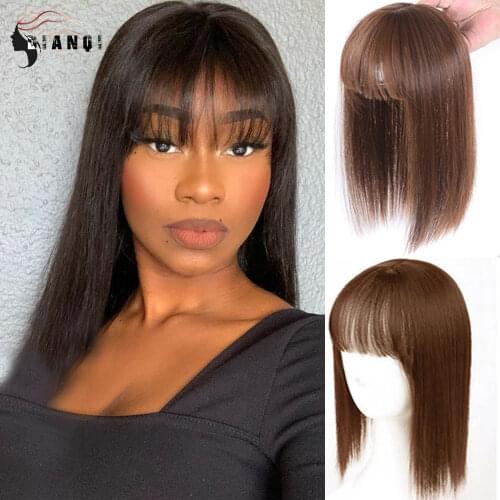 DIANQI Synthetic Toppers Wigs With Bangs For Women Clip Hair Brown Colors Wigs To Women Increase The Quantity Hair
