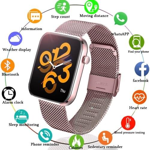 LIGE New Smart Watch women 1.69 Inch Full Touch Fitness Real-time Activity Tracker Blood Pressure Sports Ladies Smart Watch Men
