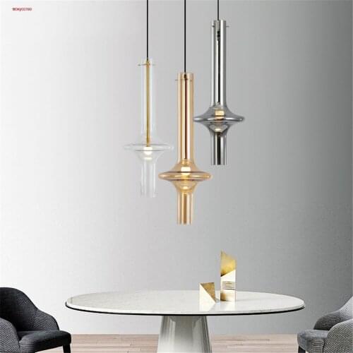 Nordic Fashion Grey Glass Tube Led Chandeliers Interior Home Decoration Lighting Fixtures For Kitchen Living Room Loft Luster