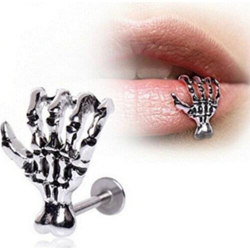 Skull Hand Bone Stud stainless steel piercing jewelry wholesale punk jewelry waist beads nose rings dilataciones oreja