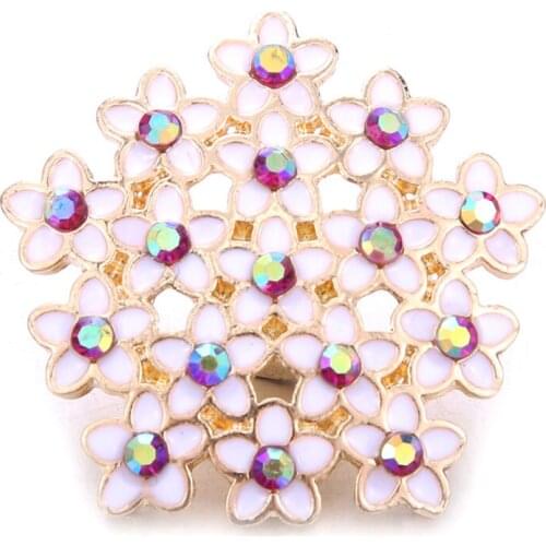 High Quality Snap Jewelry Gypsophila Flower Metal Snap Buttons with Rhinestone Fit DIY 18mm Snap Bracelets&Bangles Jewelry