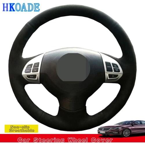 DIY Black Suede Leather Car Steering Wheel Cover For Mitsubishi Lancer X 10 2007-2015 Outlander 2006-2013 ASX 2010-2013 Colt