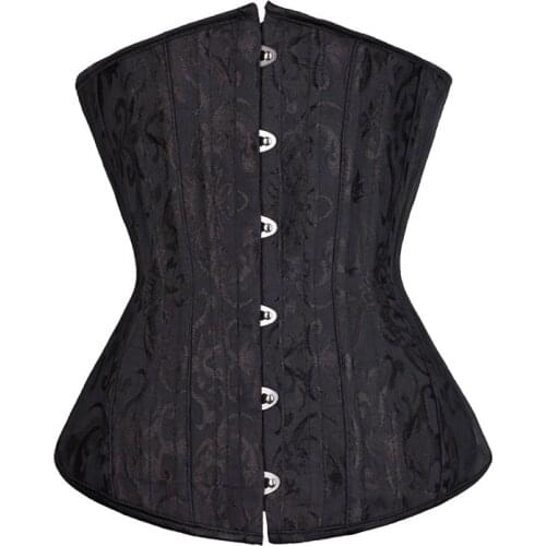 Women Gothic Sexy Underbust Corset 26 Steel Boned Waist Cincher Slimming Body Shaper Corsets Bustiers Lingerie Top Plus Size