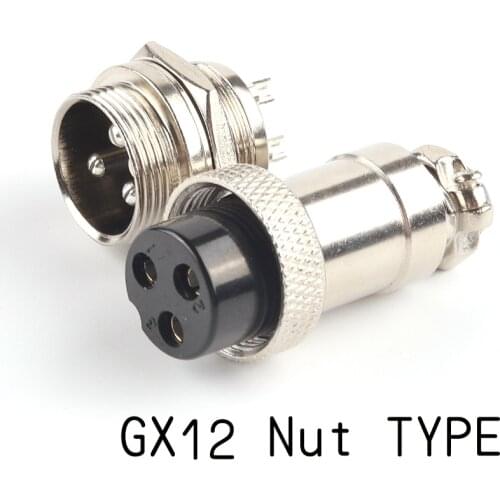 1Set GX12 2/3/4/5/6/7 Pin Nut typeMale & Female Electric Wire Panel Connector Circular Aviation Socket Plug Wire Panel Connector