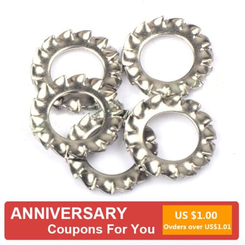 10/50PCS M2.5 M3 M4 M5 M6 M8 M10 M12 M14-M16 DIN6798A 304 Stainless Steel External Toothed Serrated Lock Washer Gasket