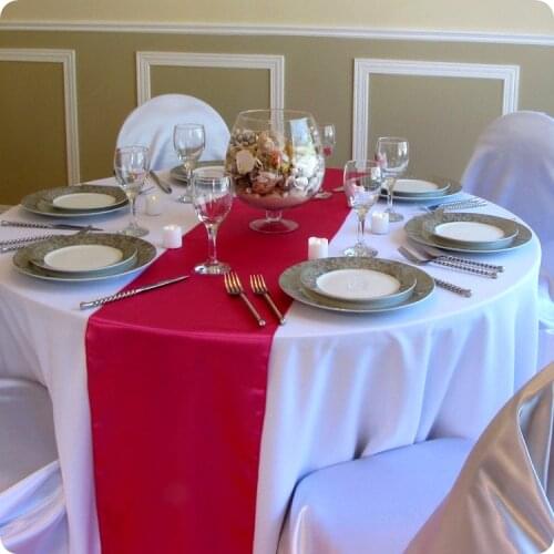 10pcs/lot 30*275cm Navy Wedding Satin Table Runner Decoration Dining Burgundy Table Tunners For Party Tablecloth Accessories