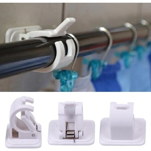2pcs/set Shelf Clip Towel Shelf Fixed Clip Open Buckle With Clip Hanging Rod Towel Adhesive Rod Curtain Bathroom Hook Hangi S1T5